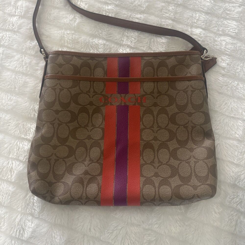 Coach Signature Stripe Canvas Crossbody Bag – Pre-Owned
